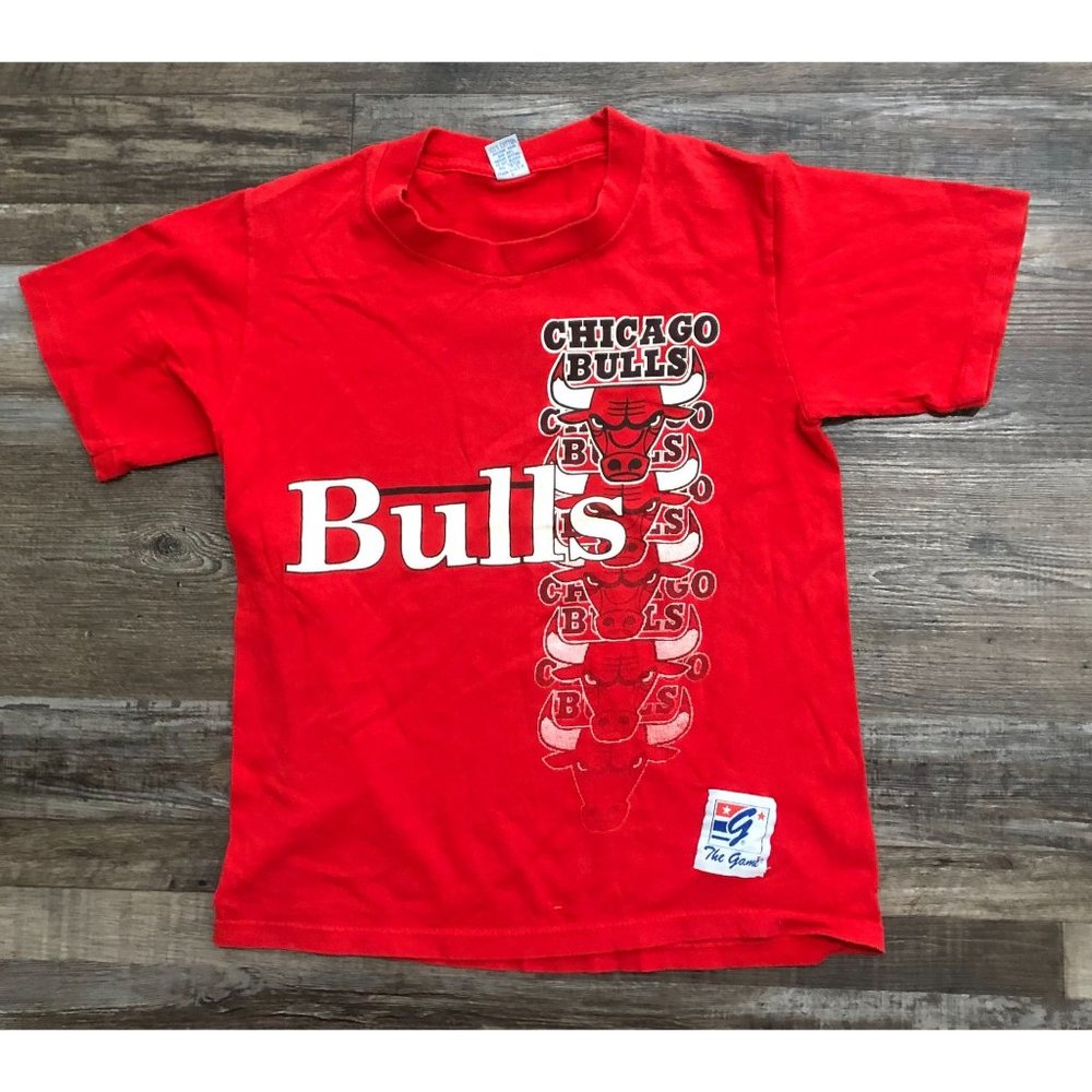 Vintage The Game Chicago Bulls Youth Size Large Red T Shirt Made in USA